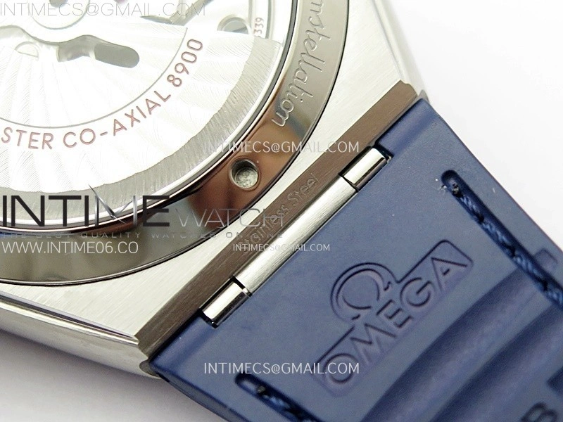 Constellation 41mm SS Blue Ceramic Bezel VSF 1:1 Best Edition White Dial on Blue Gummy Strap A8900