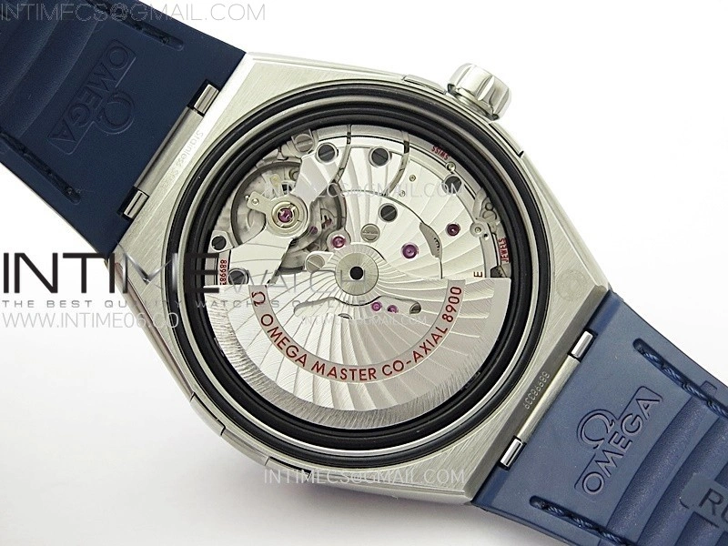 Constellation 41mm SS Blue Ceramic Bezel VSF 1:1 Best Edition White Dial on Blue Gummy Strap A8900