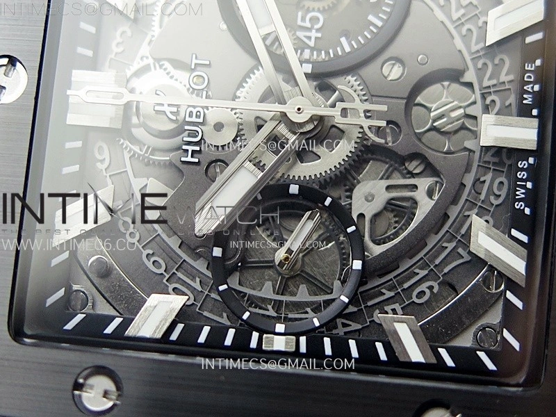 Square Bang Unico 42mm Titanium Ceramic BBF 1:1 Best Edition Skeleton Dial on Black Rubber Strap A1280