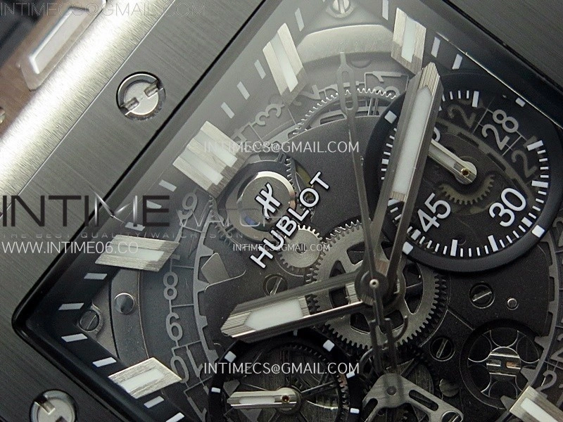 Square Bang Unico 42mm Titanium Ceramic BBF 1:1 Best Edition Skeleton Dial on Black Rubber Strap A1280