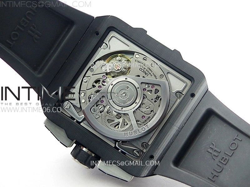 Square Bang Unico 42mm Titanium Ceramic BBF 1:1 Best Edition Skeleton Dial on Black Rubber Strap A1280