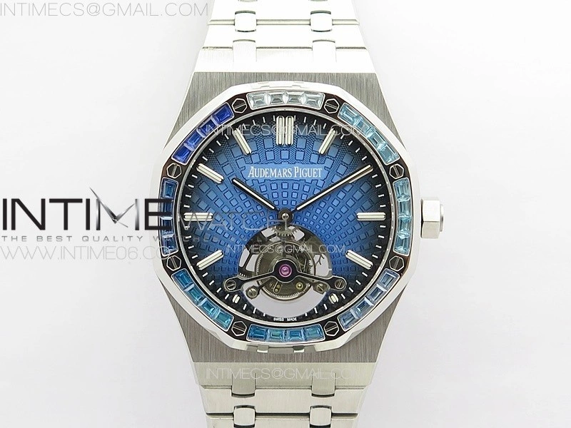Royal Oak 41mm Tourbillon SS Color T Crystal Bezel BBS Best Edition Blue Dial on SS Bracelet