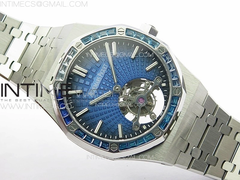 Royal Oak 41mm Tourbillon SS Color T Crystal Bezel BBS Best Edition Blue Dial on SS Bracelet