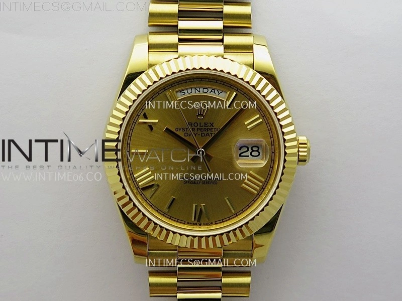 Day Date 228238 40mm YG KF 1:1 Best Edition Gold Dial Roman Markers On RG President Bracelet SA3255