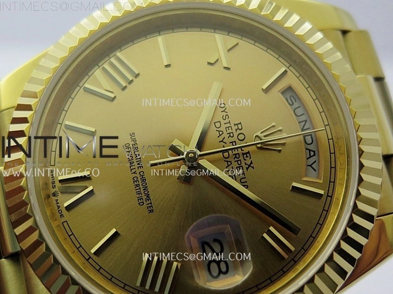 Day Date 228238 40mm YG KF 1:1 Best Edition Gold Dial Roman Markers On RG President Bracelet SA3255