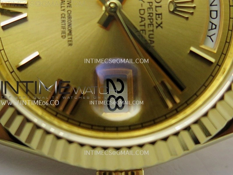 Day Date 228238 40mm YG KF 1:1 Best Edition Gold Dial Roman Markers On RG President Bracelet SA3255