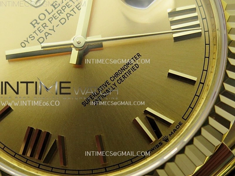 Day Date 228238 40mm YG KF 1:1 Best Edition Gold Dial Roman Markers On RG President Bracelet SA3255