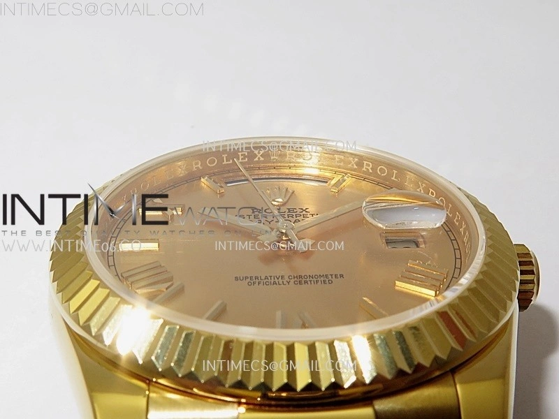 Day Date 228238 40mm YG KF 1:1 Best Edition Gold Dial Roman Markers On RG President Bracelet SA3255