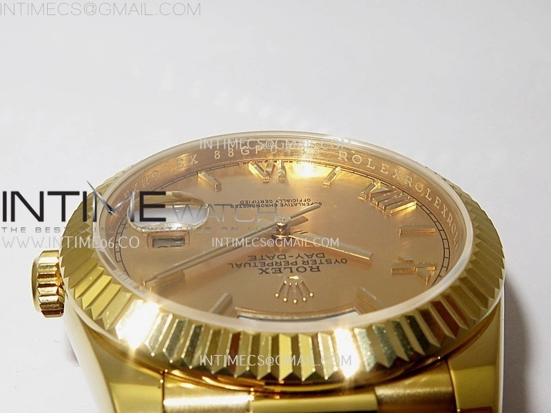 Day Date 228238 40mm YG KF 1:1 Best Edition Gold Dial Roman Markers On RG President Bracelet SA3255