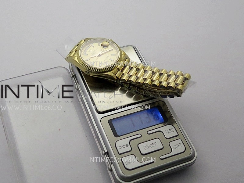 Day Date 128238 36mm YG KF 1:1 Best Edition Green Dial T Diamond Marker On President Bracelet A2836
