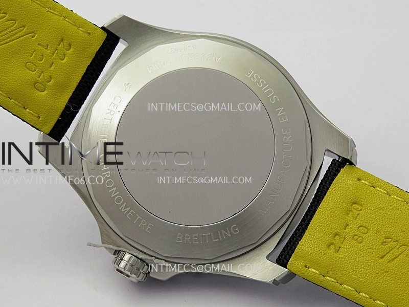 Avenger Chronometer 45mm Yellow GMT Hand SS B50F 1:1 Best Edition Black Dial On Black Nylon Strap A2836