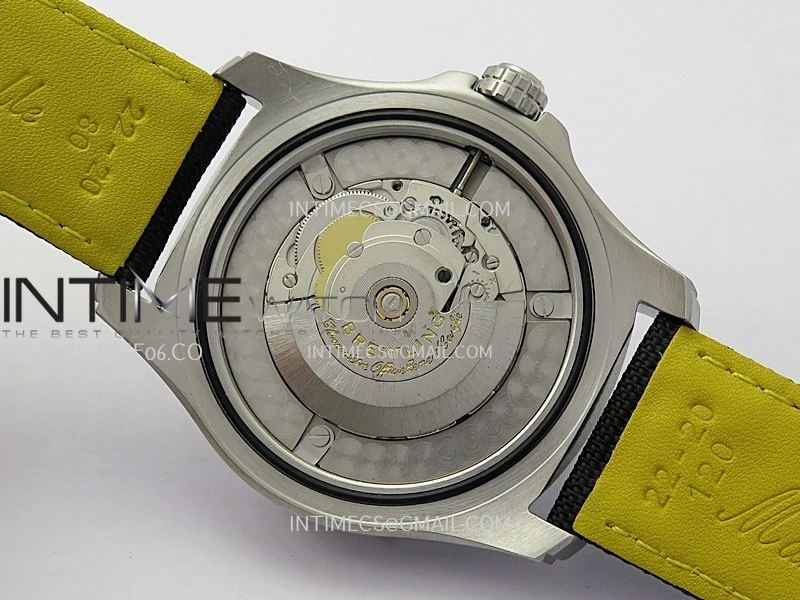 Avenger Chronometer 45mm Yellow GMT Hand SS B50F 1:1 Best Edition Black Dial On Black Nylon Strap A2836