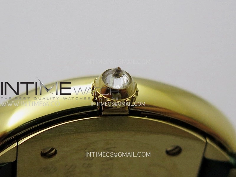 Baignoire Watch Diamond Bezel YG AF 1:1 Best Edition Silver Dial On Green Leather Strap RONDA Quartz