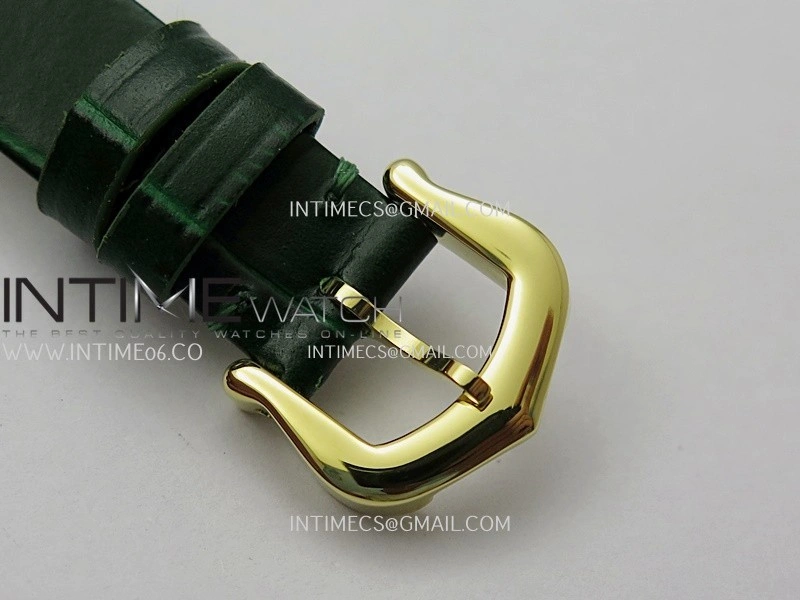 Baignoire Watch Diamond Bezel YG AF 1:1 Best Edition Silver Dial On Green Leather Strap RONDA Quartz
