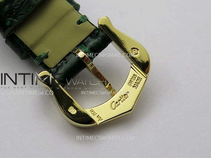 Baignoire Watch Diamond Bezel YG AF 1:1 Best Edition Silver Dial On Green Leather Strap RONDA Quartz