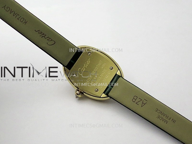 Baignoire Watch Diamond Bezel YG AF 1:1 Best Edition Silver Dial On Green Leather Strap RONDA Quartz