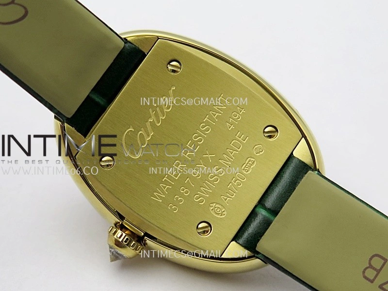 Baignoire Watch Diamond Bezel YG AF 1:1 Best Edition Silver Dial On Green Leather Strap RONDA Quartz