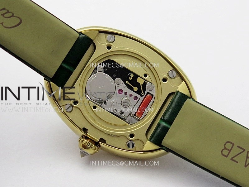 Baignoire Watch Diamond Bezel YG AF 1:1 Best Edition Silver Dial On Green Leather Strap RONDA Quartz