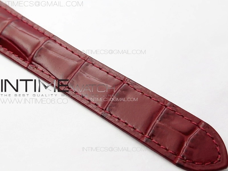 Ballon Bleu 36mm Diamonds Bezel RG 3KF 1:1 Best Edition White Textured Dial On Red Leather Strap A076