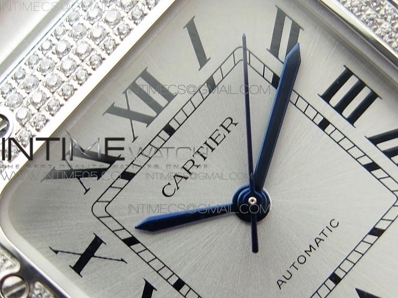 Santos de Cartier 35mm 2018 Diamonds Bezel RXW 1:1 Best Edition White Dial on SS SmartLinks Bracelet MIYOTA 9015