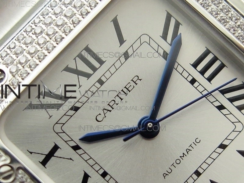 Santos de Cartier 35mm 2018 Diamonds Bezel RXW 1:1 Best Edition White Dial on SS SmartLinks Bracelet MIYOTA 9015