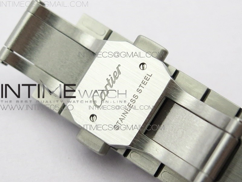 Santos de Cartier 35mm 2018 Diamonds Bezel RXW 1:1 Best Edition White Dial on SS SmartLinks Bracelet MIYOTA 9015