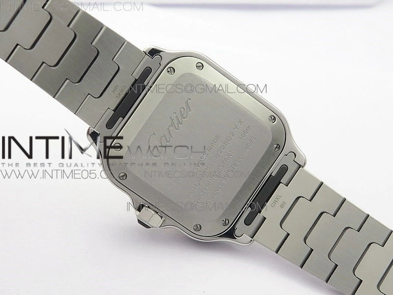 Santos de Cartier 35mm 2018 Diamonds Bezel RXW 1:1 Best Edition White Dial on SS SmartLinks Bracelet MIYOTA 9015