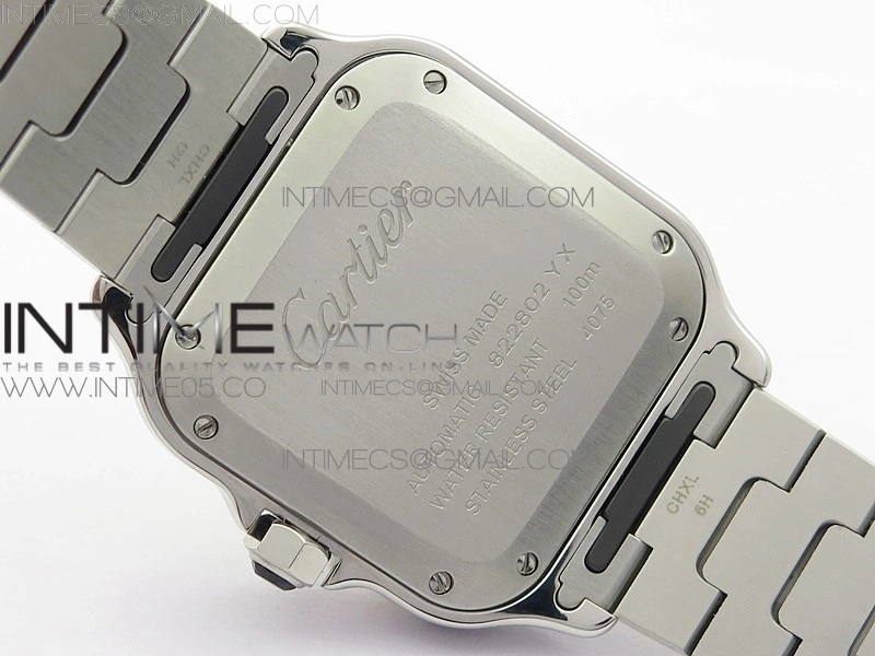 Santos de Cartier 35mm 2018 Diamonds Bezel RXW 1:1 Best Edition White Dial on SS SmartLinks Bracelet MIYOTA 9015