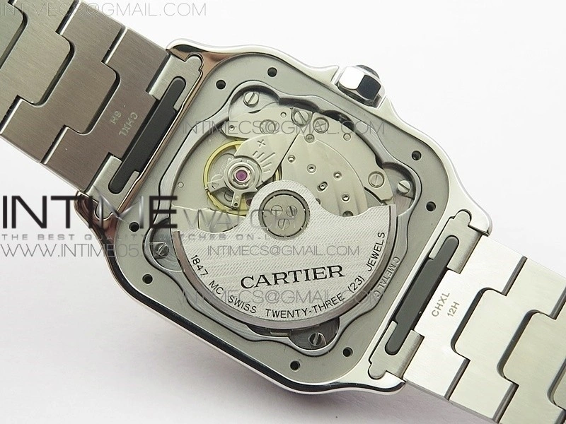 Santos de Cartier 35mm 2018 Diamonds Bezel RXW 1:1 Best Edition White Dial on SS SmartLinks Bracelet MIYOTA 9015