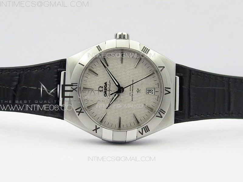Constellation 39mm SS VSF 1:1 Best Edition Silvevr Textured Dial on Black Leather Strap A8800