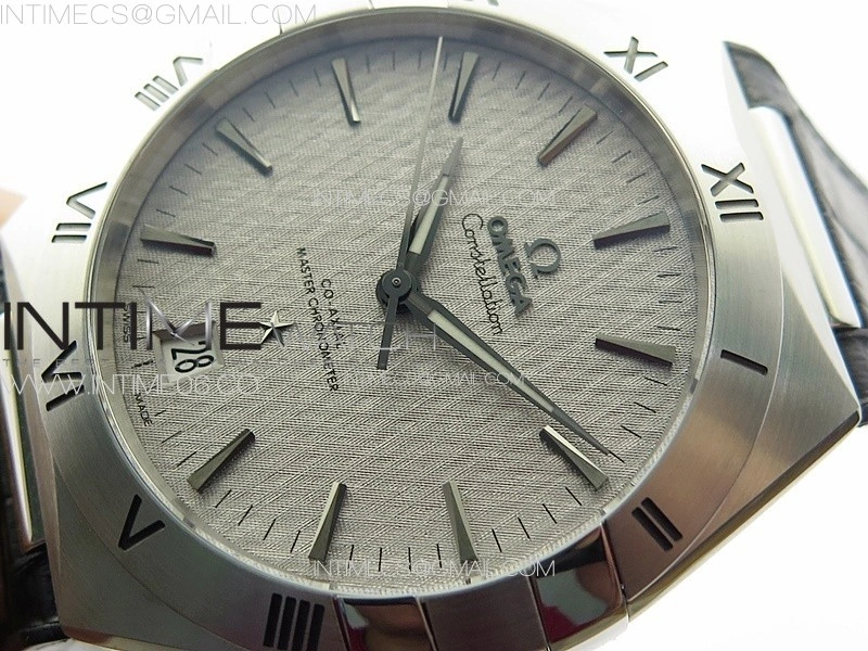 Constellation 39mm SS VSF 1:1 Best Edition Silvevr Textured Dial on Black Leather Strap A8800