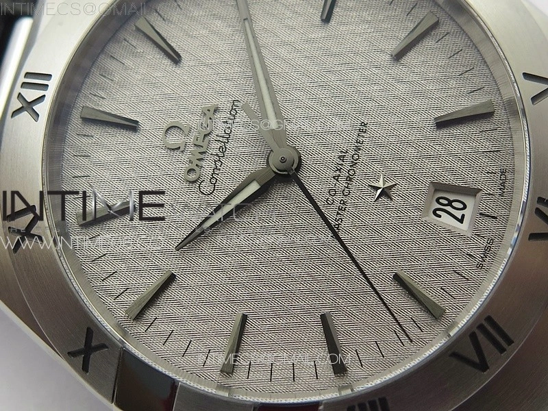 Constellation 39mm SS VSF 1:1 Best Edition Silvevr Textured Dial on Black Leather Strap A8800