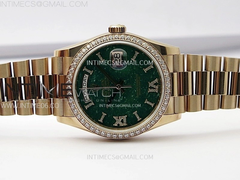 Day Date 36mm Gain Weight RG tungsten APSF 1:1 Best Edition Green Dial Diamond Markers on SS President Bracelet A3255