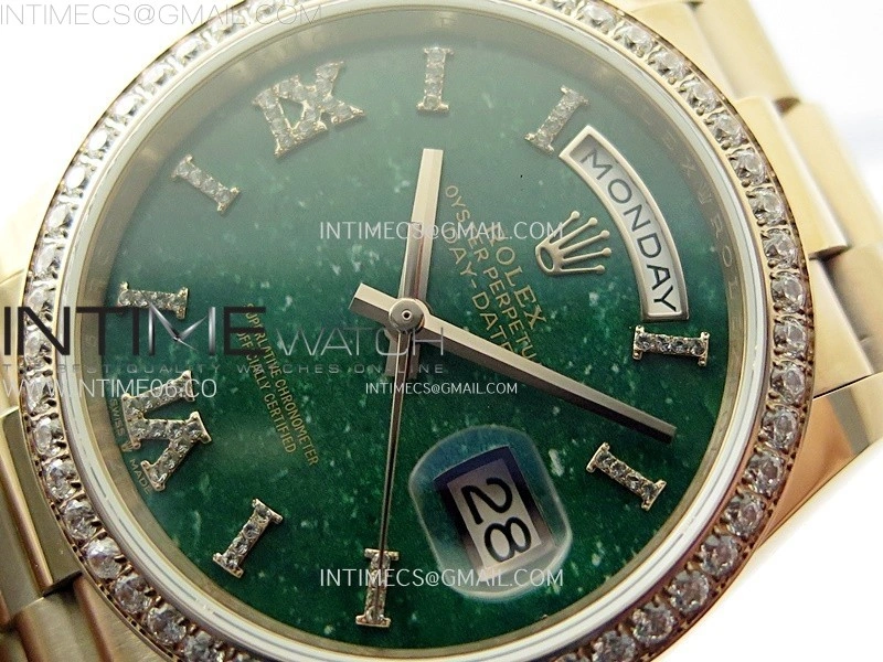 Day Date 36mm Gain Weight RG tungsten APSF 1:1 Best Edition Green Dial Diamond Markers on SS President Bracelet A3255
