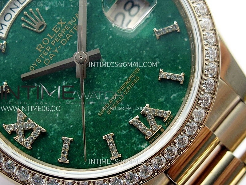 Day Date 36mm Gain Weight RG tungsten APSF 1:1 Best Edition Green Dial Diamond Markers on SS President Bracelet A3255