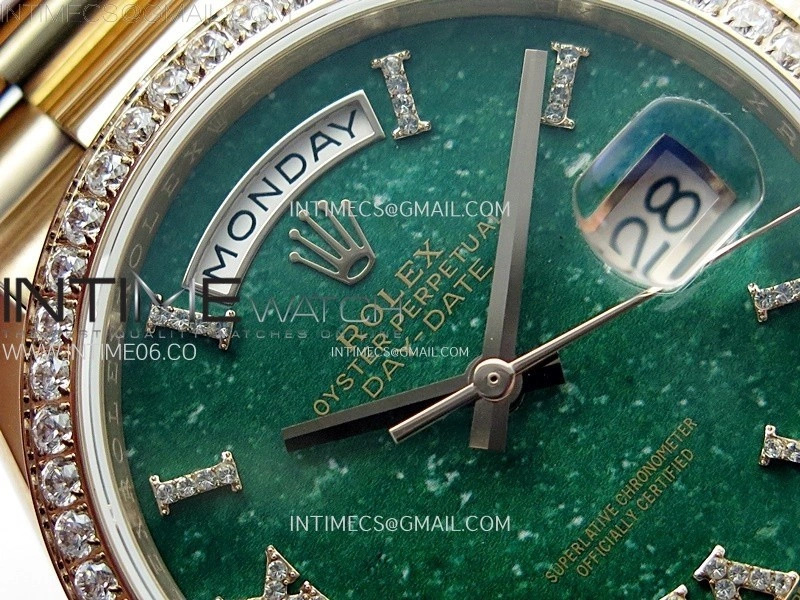 Day Date 36mm Gain Weight RG tungsten APSF 1:1 Best Edition Green Dial Diamond Markers on SS President Bracelet A3255