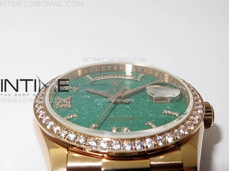 Day Date 36mm Gain Weight RG tungsten APSF 1:1 Best Edition Green Dial Diamond Markers on SS President Bracelet A3255
