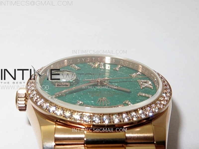 Day Date 36mm Gain Weight RG tungsten APSF 1:1 Best Edition Green Dial Diamond Markers on SS President Bracelet A3255