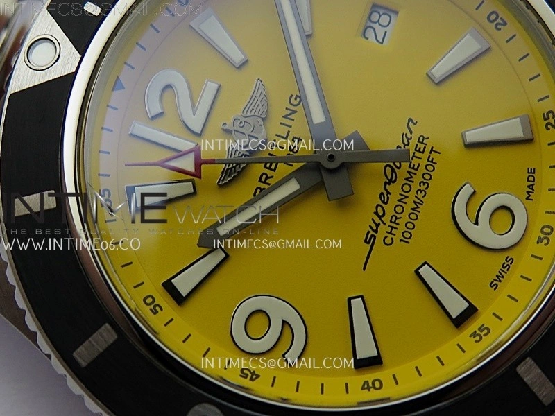 SuperOcean Automatic 44mm TF 1:1 Best Edition Yellow Dial Black Bezel on SS Bracelet A2824