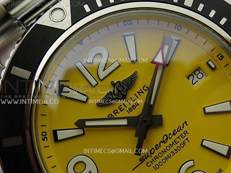 SuperOcean Automatic 44mm TF 1:1 Best Edition Yellow Dial Black Bezel on SS Bracelet A2824