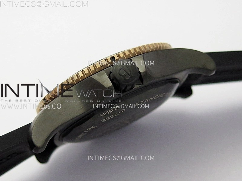 SuperOcean Automatic 46mm DLC RG TF 1:1 Best Edition Black Dial on Black Rubber Strap A2824