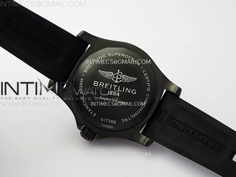 SuperOcean Automatic 46mm DLC RG TF 1:1 Best Edition Black Dial on Black Rubber Strap A2824