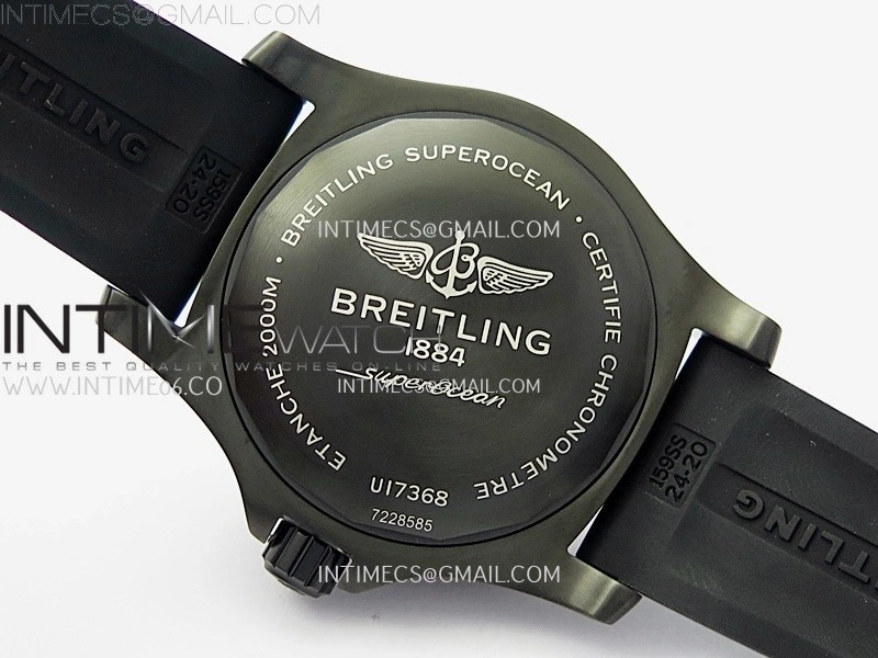 SuperOcean Automatic 46mm DLC RG TF 1:1 Best Edition Black Dial on Black Rubber Strap A2824