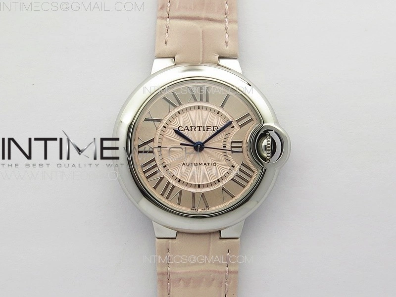 Ballon Bleu 33mm SS 3KF 1:1 Best Edition Pink Textured Dial on Pink Leather Strap A076