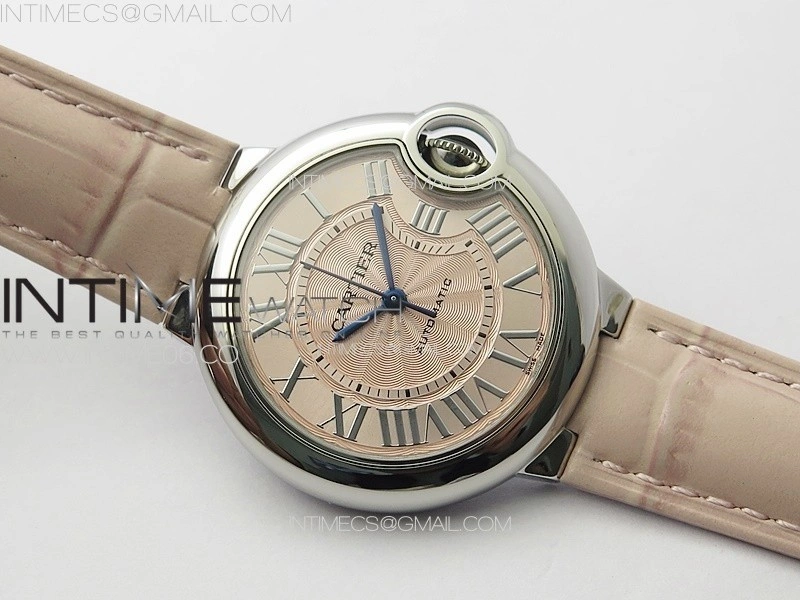 Ballon Bleu 33mm SS 3KF 1:1 Best Edition Pink Textured Dial on Pink Leather Strap A076