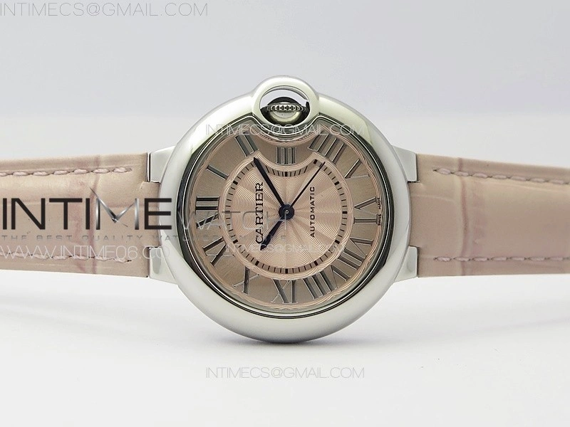 Ballon Bleu 33mm SS 3KF 1:1 Best Edition Pink Textured Dial on Pink Leather Strap A076