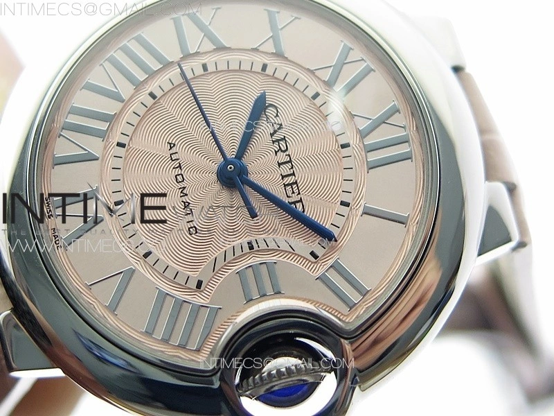 Ballon Bleu 33mm SS 3KF 1:1 Best Edition Pink Textured Dial on Pink Leather Strap A076