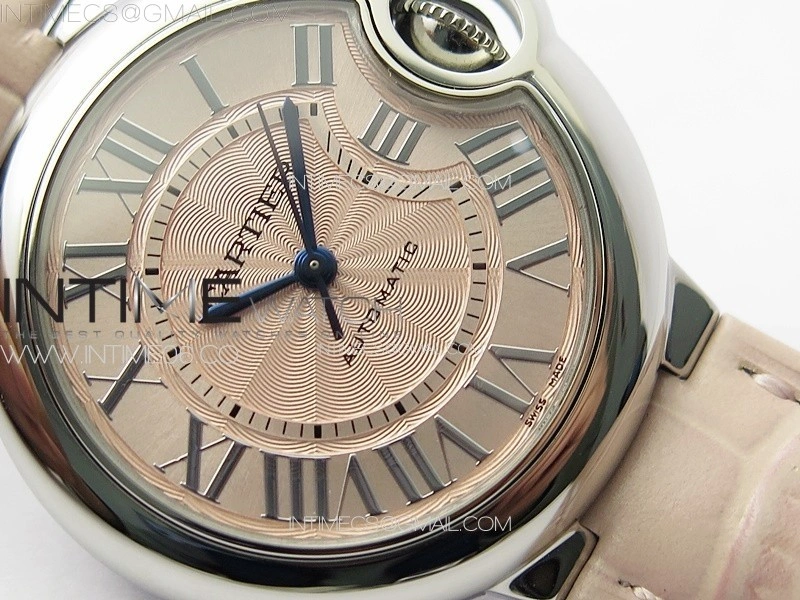 Ballon Bleu 33mm SS 3KF 1:1 Best Edition Pink Textured Dial on Pink Leather Strap A076