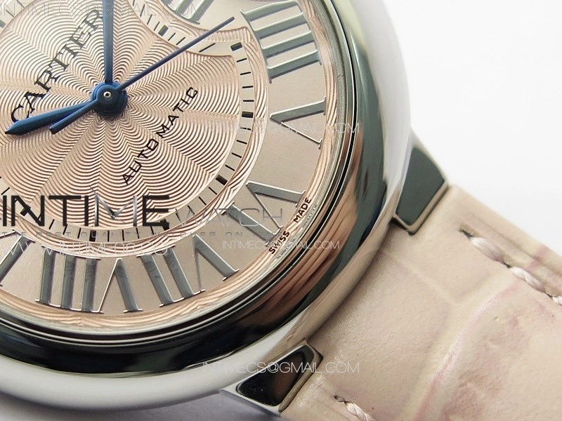 Ballon Bleu 33mm SS 3KF 1:1 Best Edition Pink Textured Dial on Pink Leather Strap A076