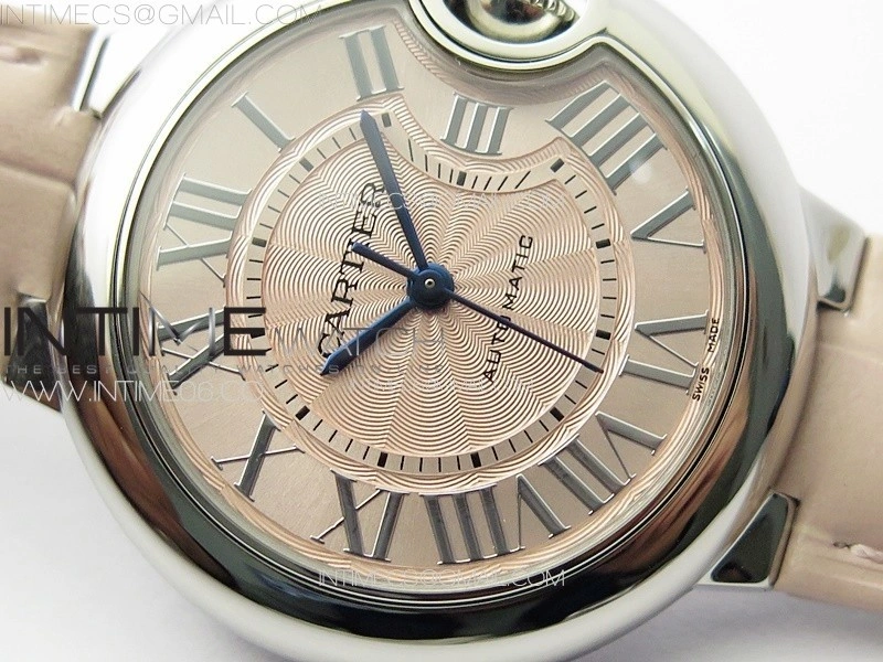 Ballon Bleu 33mm SS 3KF 1:1 Best Edition Pink Textured Dial on Pink Leather Strap A076